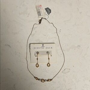 Judith Jack 10k Gold-Plated Sterling Silver Champagne Crystal and Marcasite Drop